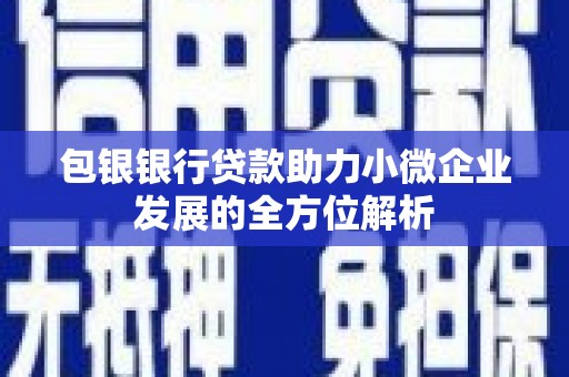 涪陵包银银行贷款助力小微企业发展的全方位解析